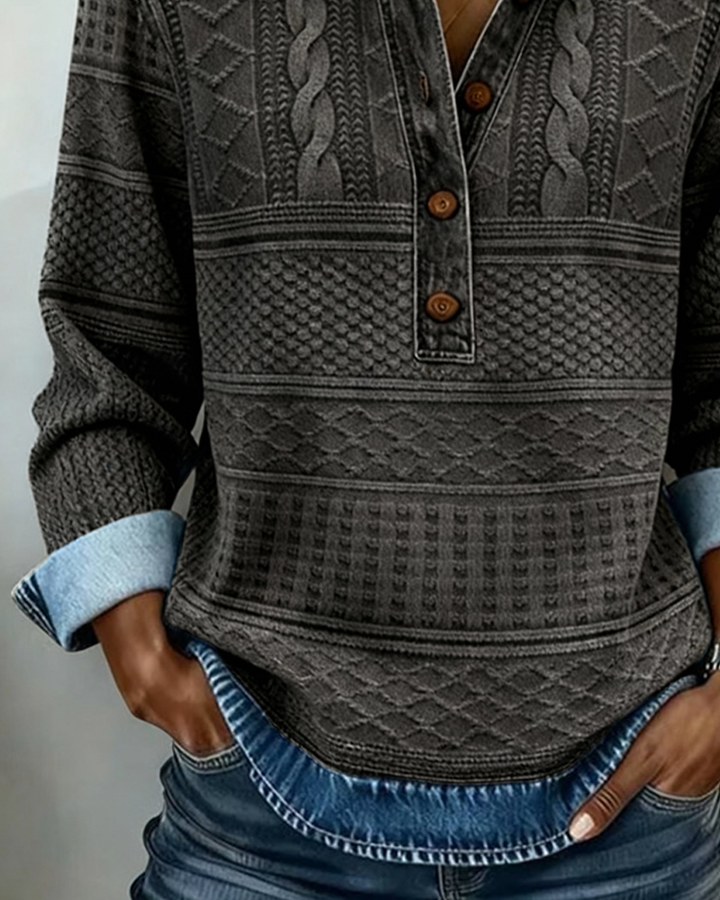 Lorraine | Trendy Sweatshirt with Half Button and Collar