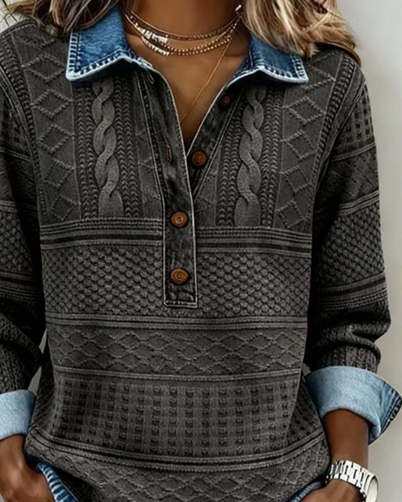 Lorraine | Trendy Sweatshirt with Half Button and Collar