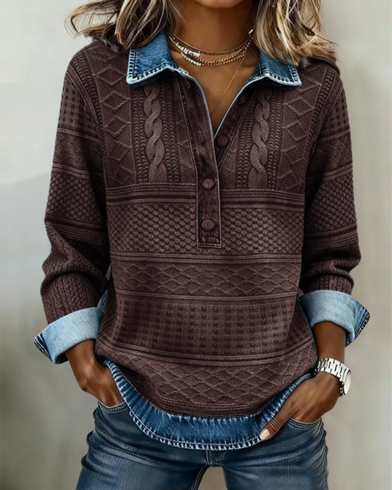 Lorraine | Trendy Sweatshirt with Half Button and Collar
