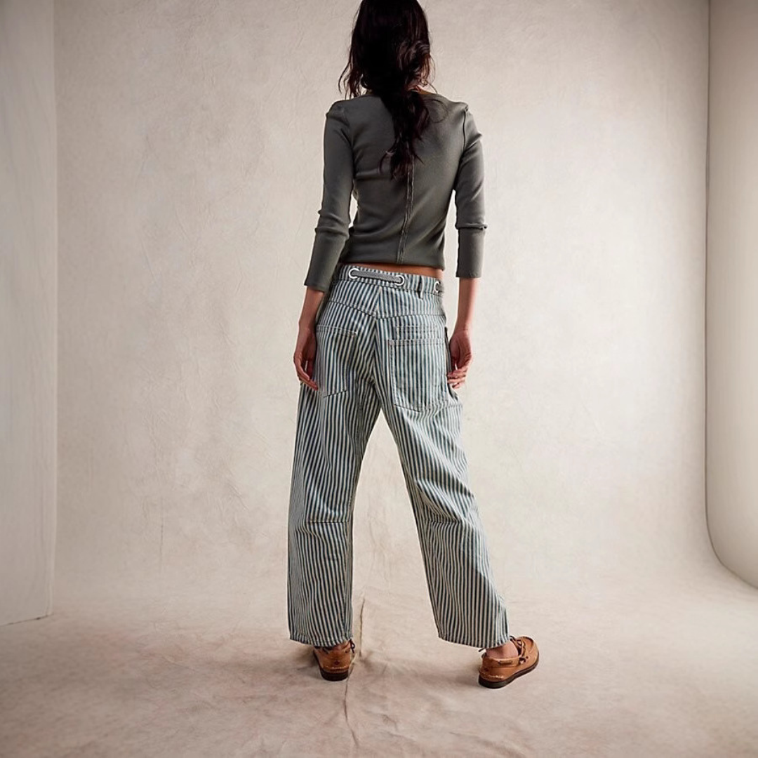 PERLAH™ – Chic Stripe Drawstring Wide-Leg Pants