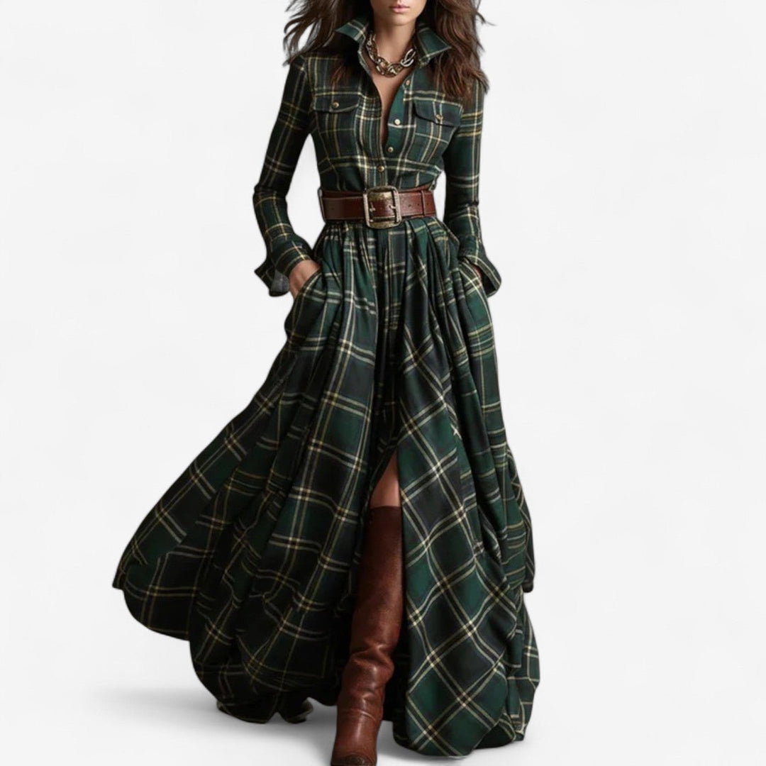 Aria™ | Timeless Checkered Maxi Dress