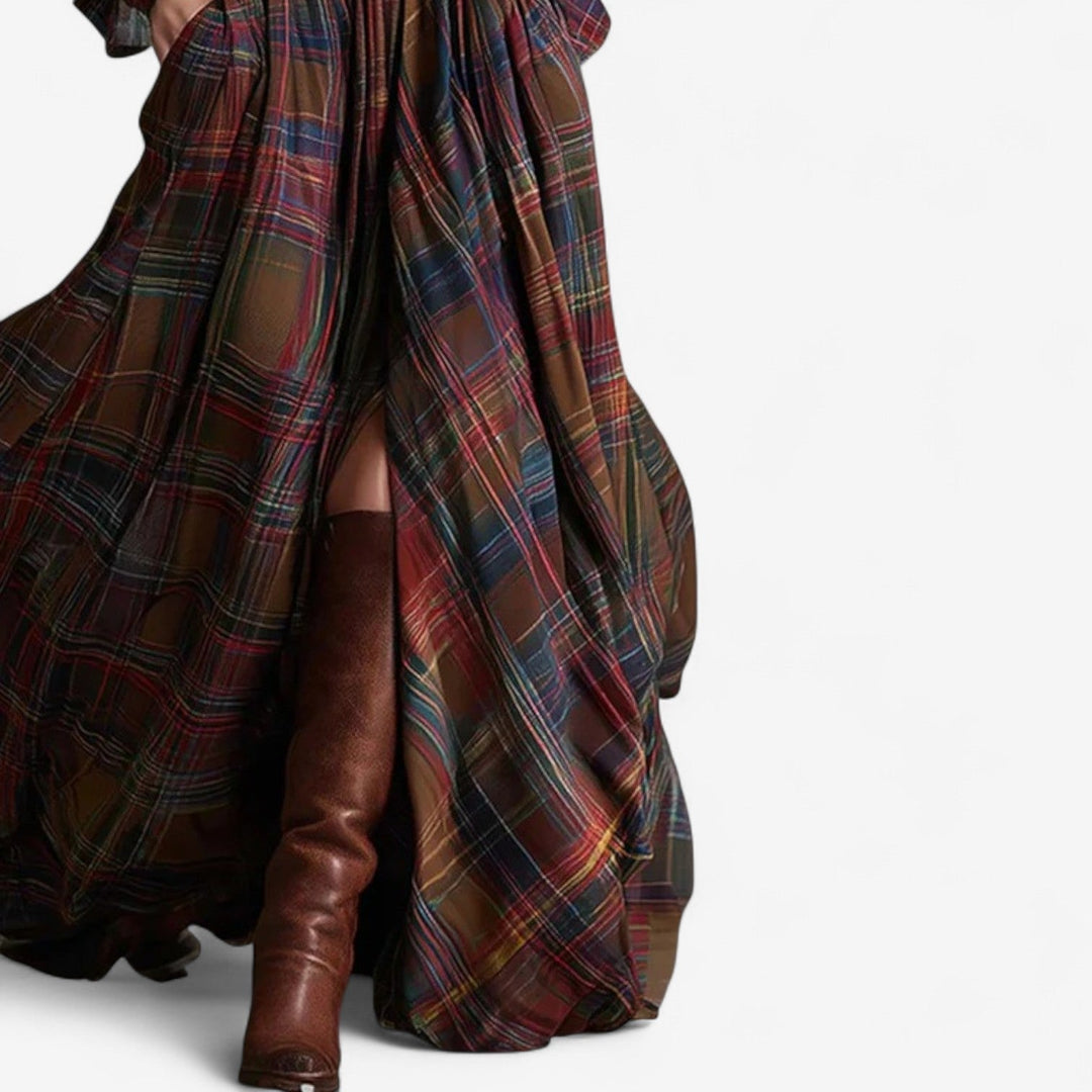 Aria™ | Timeless Checkered Maxi Dress