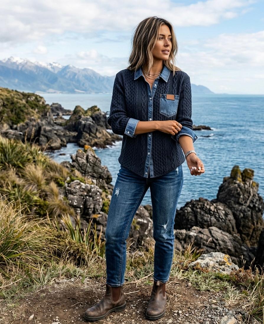 Simone™ | Denim Patchwork Shirt