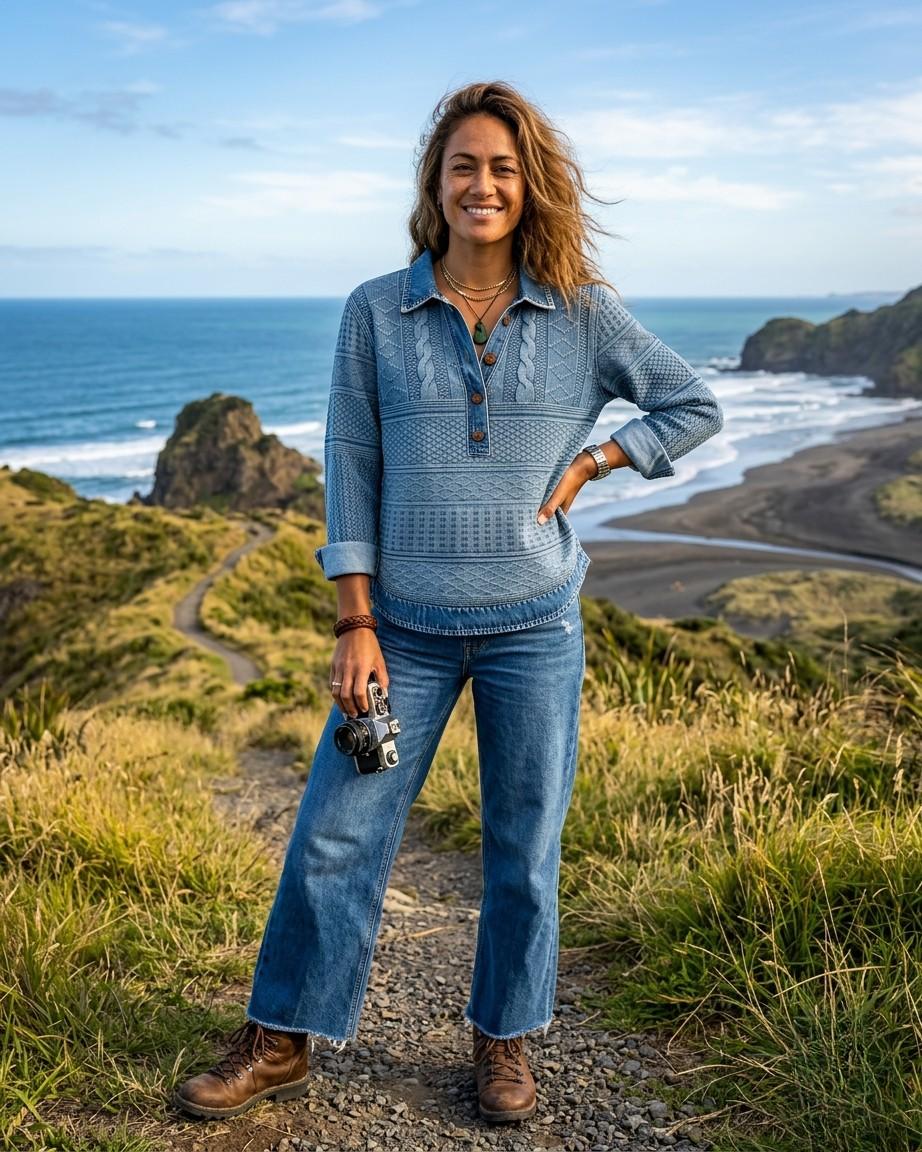 Lorraine | Trendy Sweatshirt with Half Button and Collar